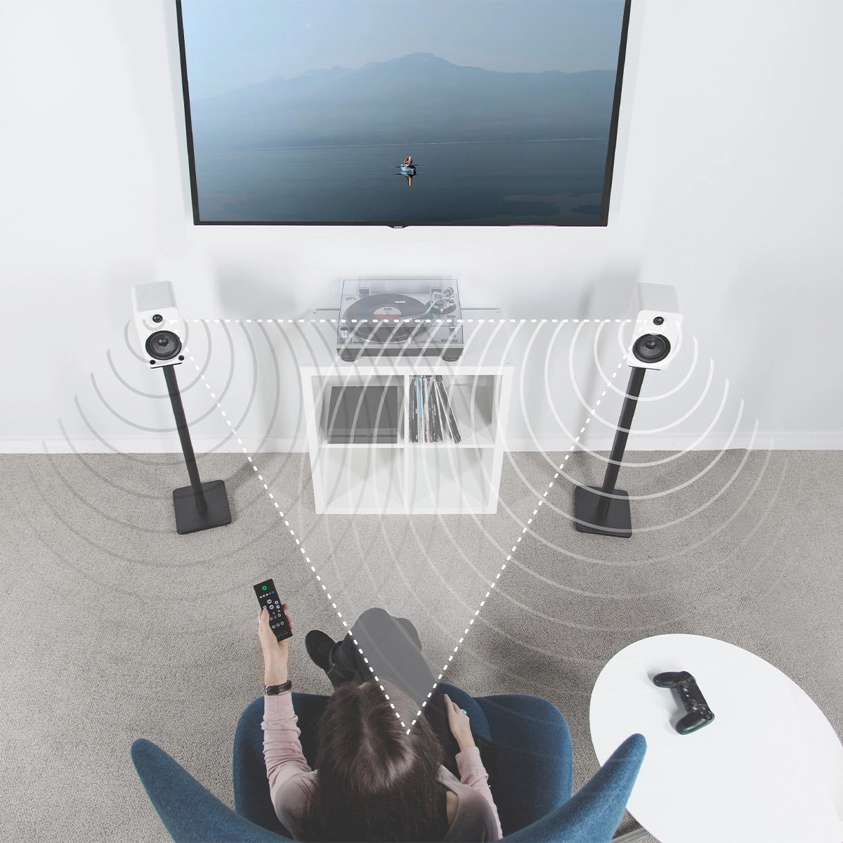 Kanto YU4 Powered Bookshelf Speakers with Built-In Bluetooth - Pair (Matte White)