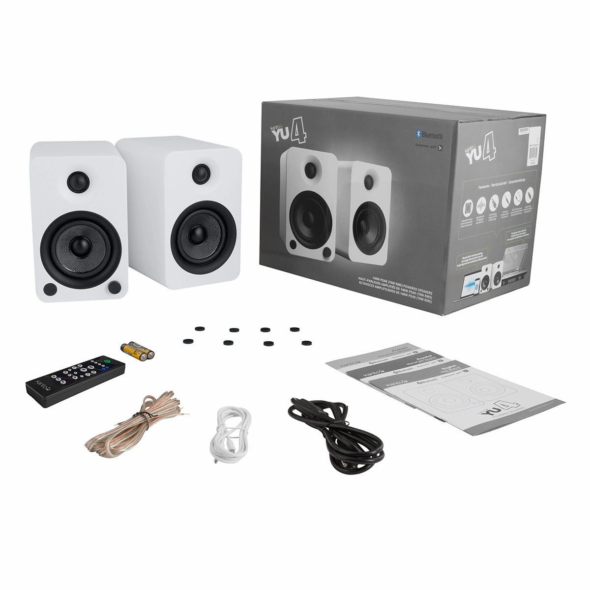 Kanto YU4 Powered Bookshelf Speakers with Built-In Bluetooth - Pair (Matte White)