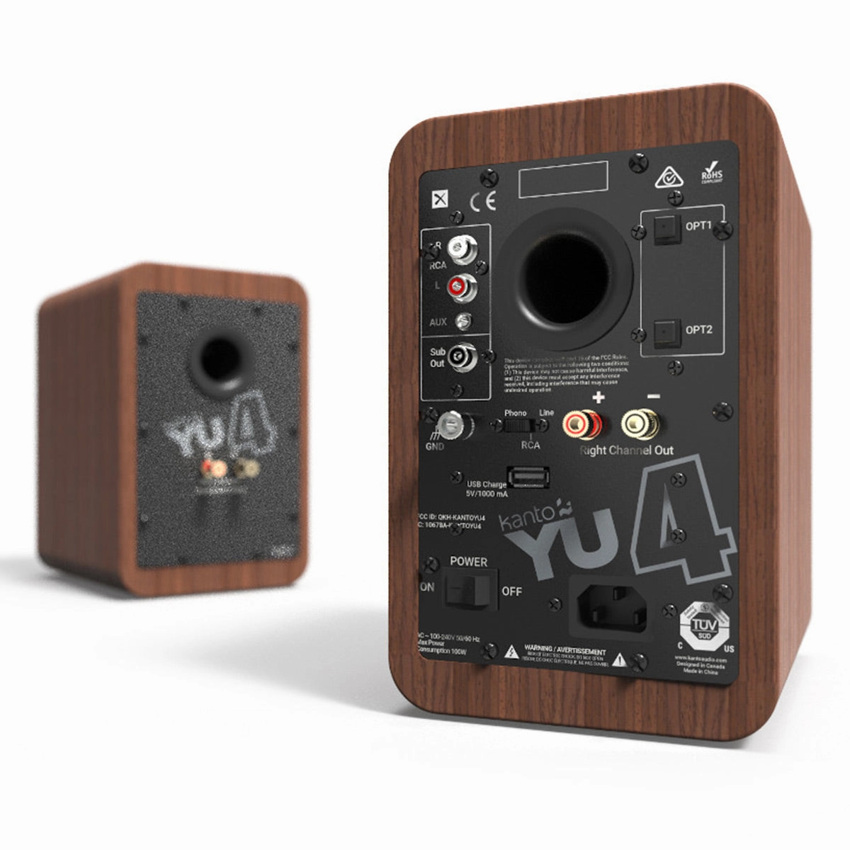 Kanto YU4 Powered Bookshelf Speakers with Built-In Bluetooth - Pair (Walnut)