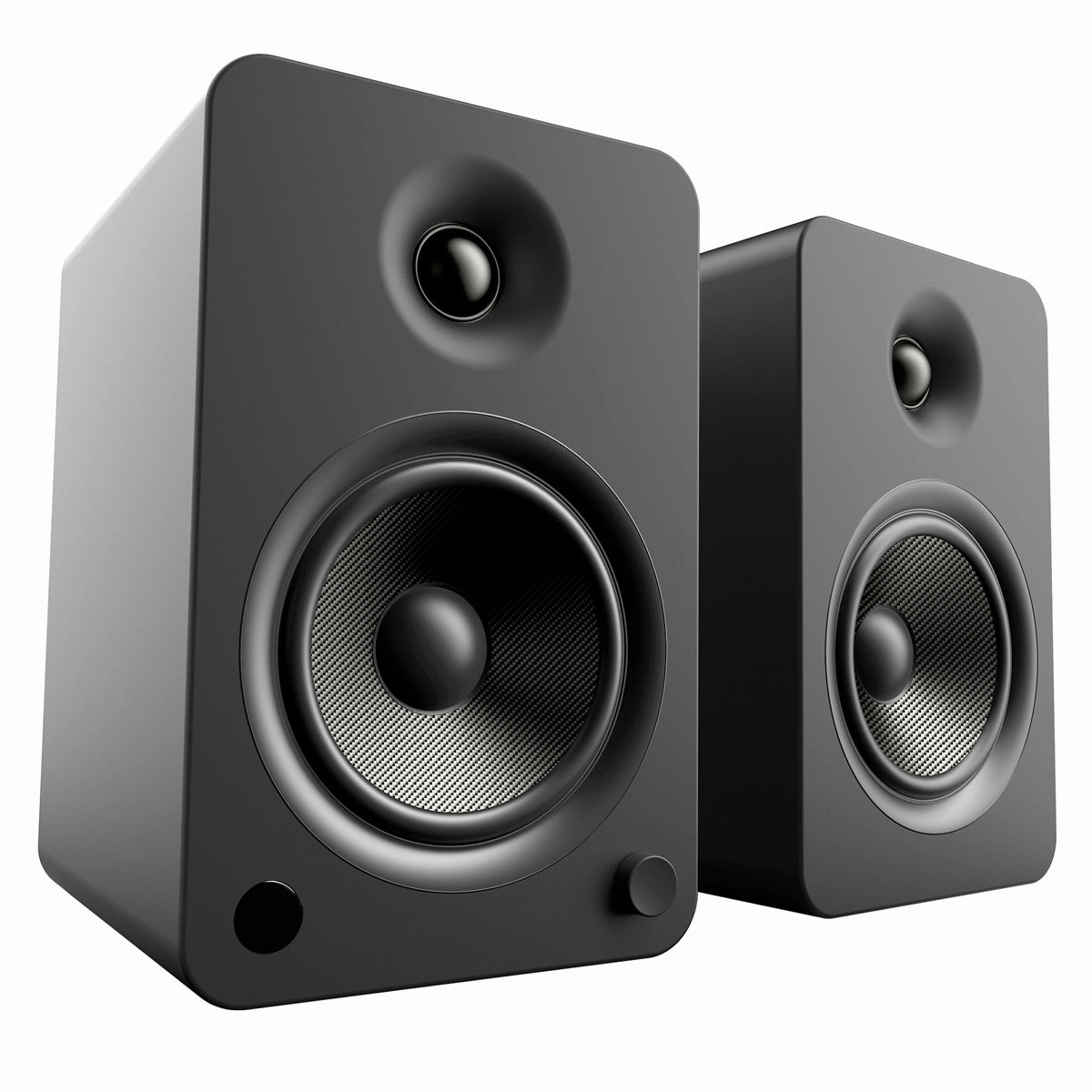 Kanto YU6 Powered Bookshelf Speakers (Matte Black) with SE6 Elevated Desktop Speaker Stands (Black)