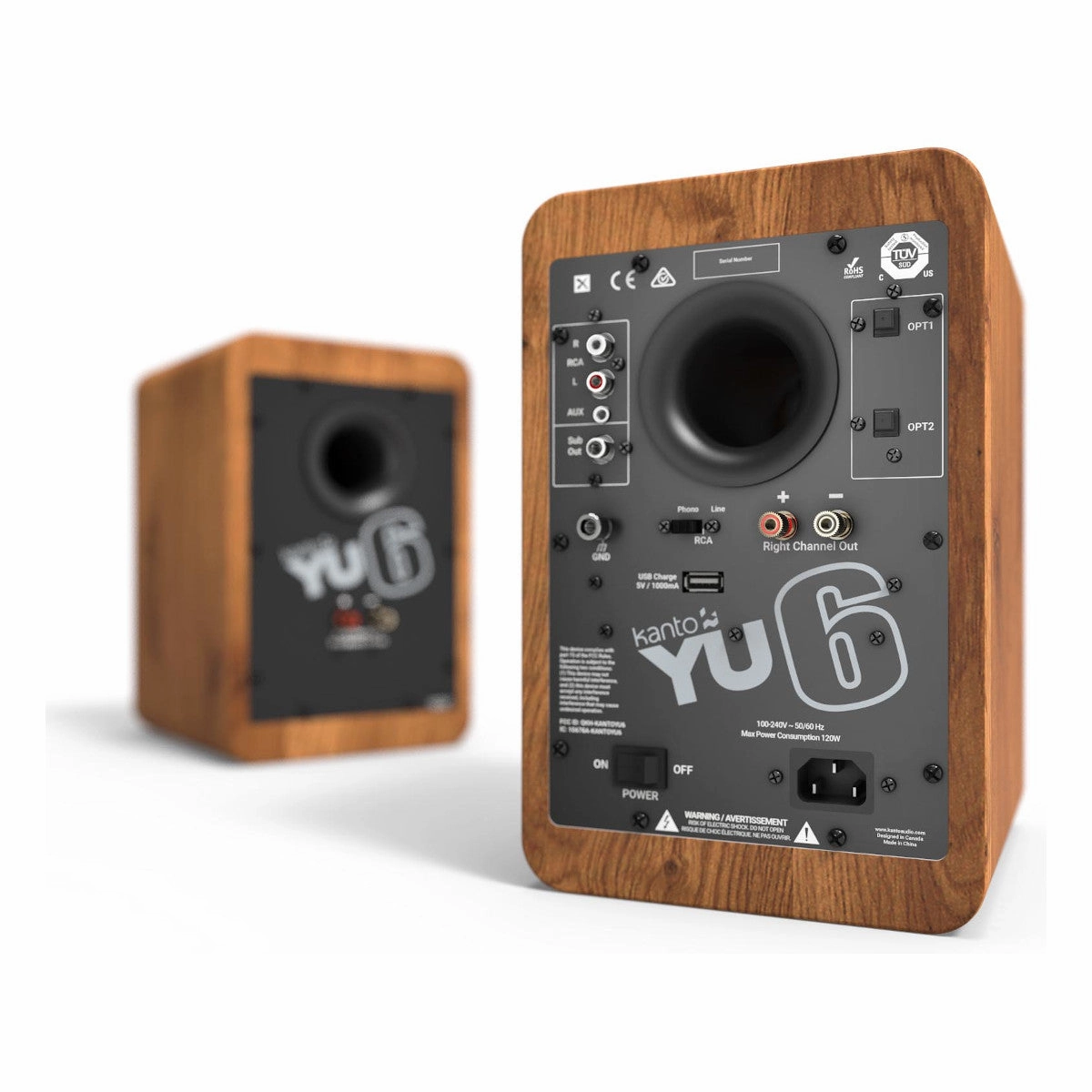 Kanto YU6 Powered Bookshelf Speakers with Bluetooth (Walnut) with SP9 Desktop Stands (Black)