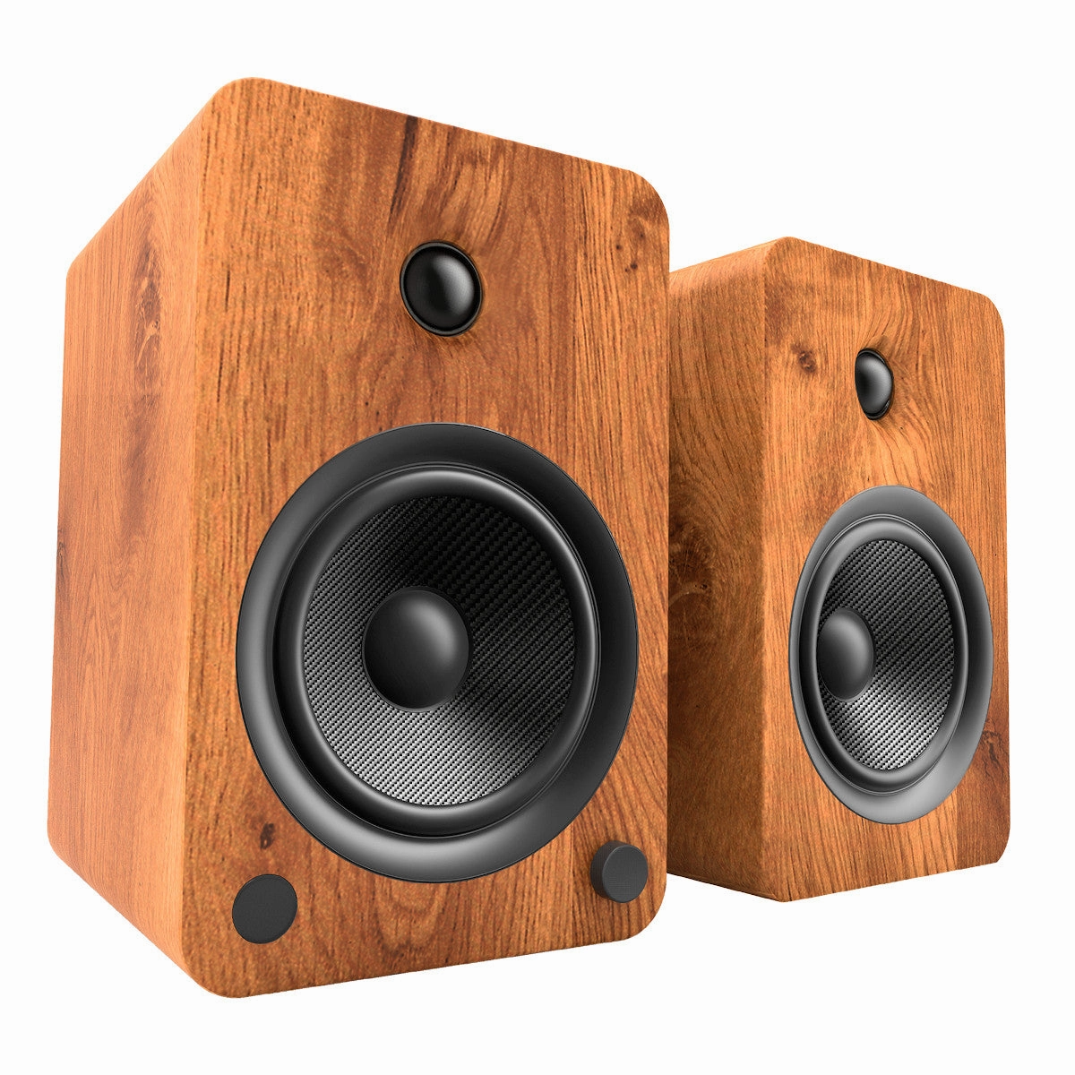 Kanto YU6 Powered Bookshelf Speakers with Bluetooth (Walnut) with SP9 Desktop Stands (Black)