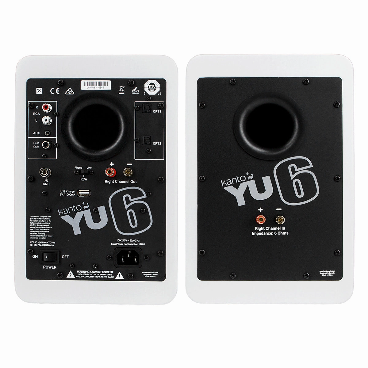 Kanto YU6 Powered Bookshelf Speakers with Built-In Bluetooth - Pair (Matte White)
