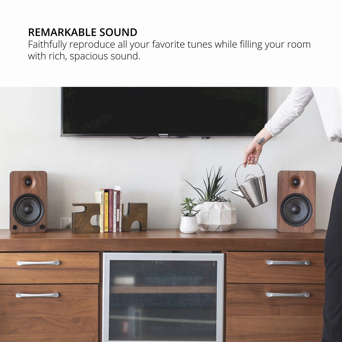 Kanto YU6 Powered Bookshelf Speakers with Built-In Bluetooth - Pair (Walnut)