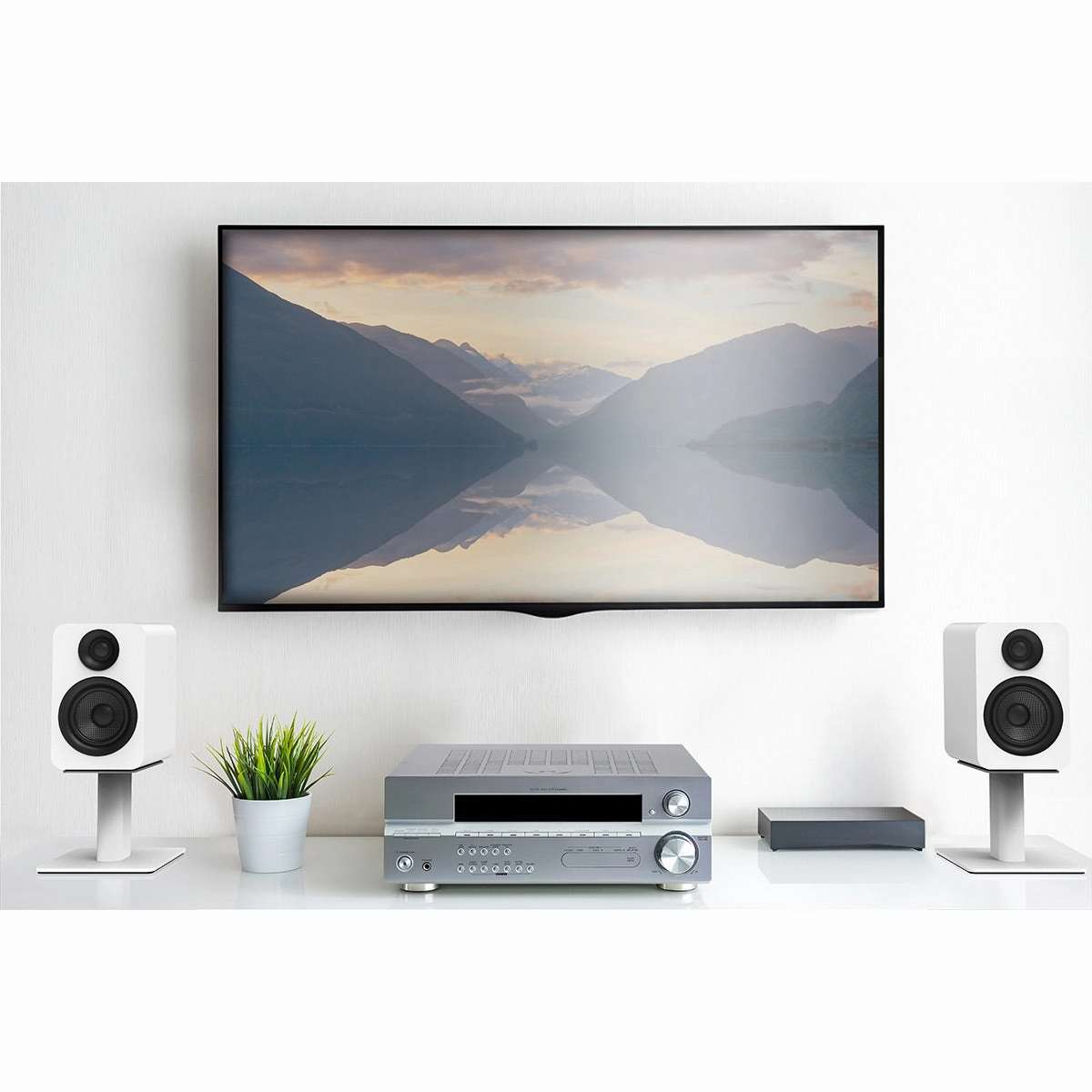 Kanto YUP4 Passive Bookshelf Speakers with 1" Silk Dome Tweeter and 4" Kevlar Woofer - Pair (White)