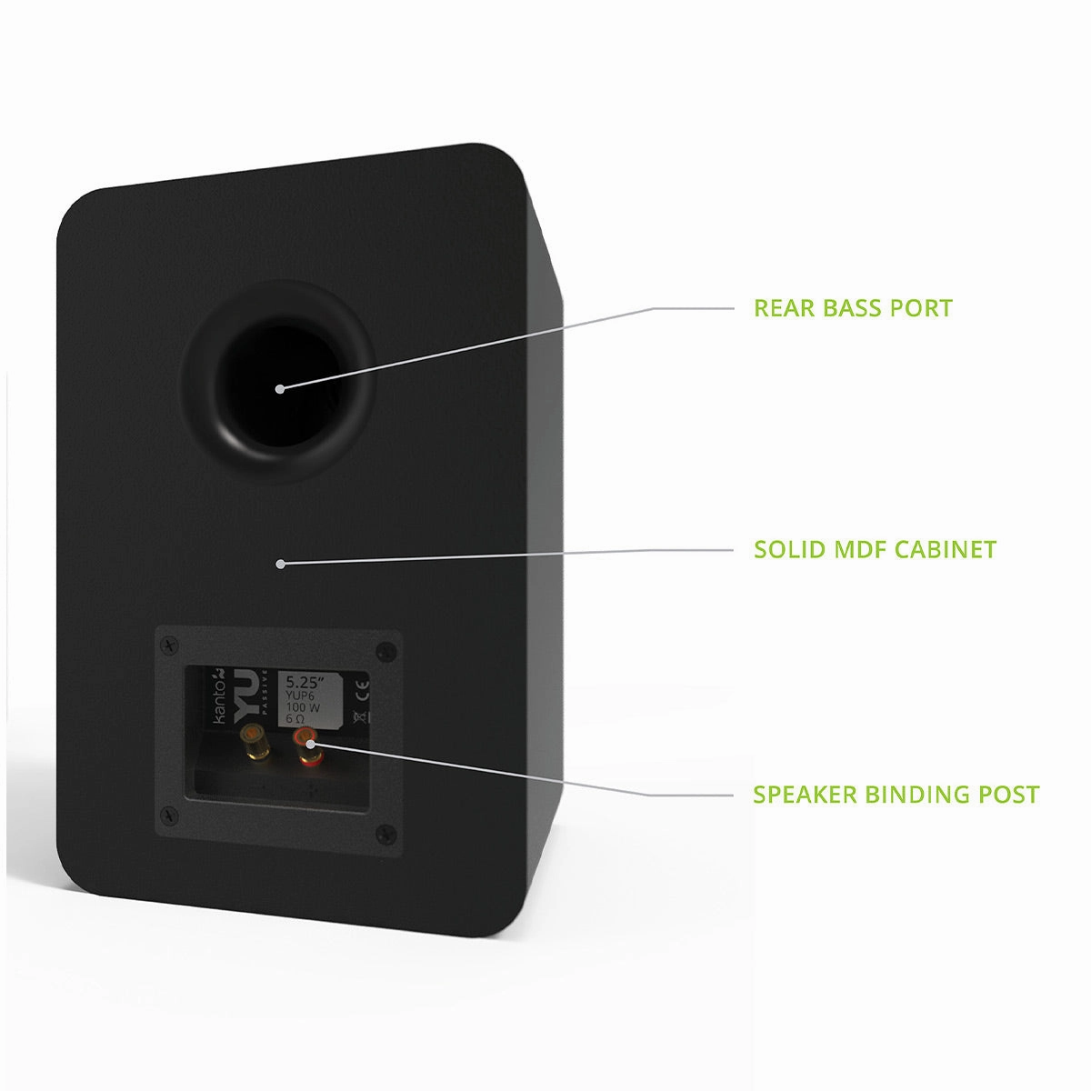 Kanto YUP6 Passive Bookshelf Speakers - Pair (Black)