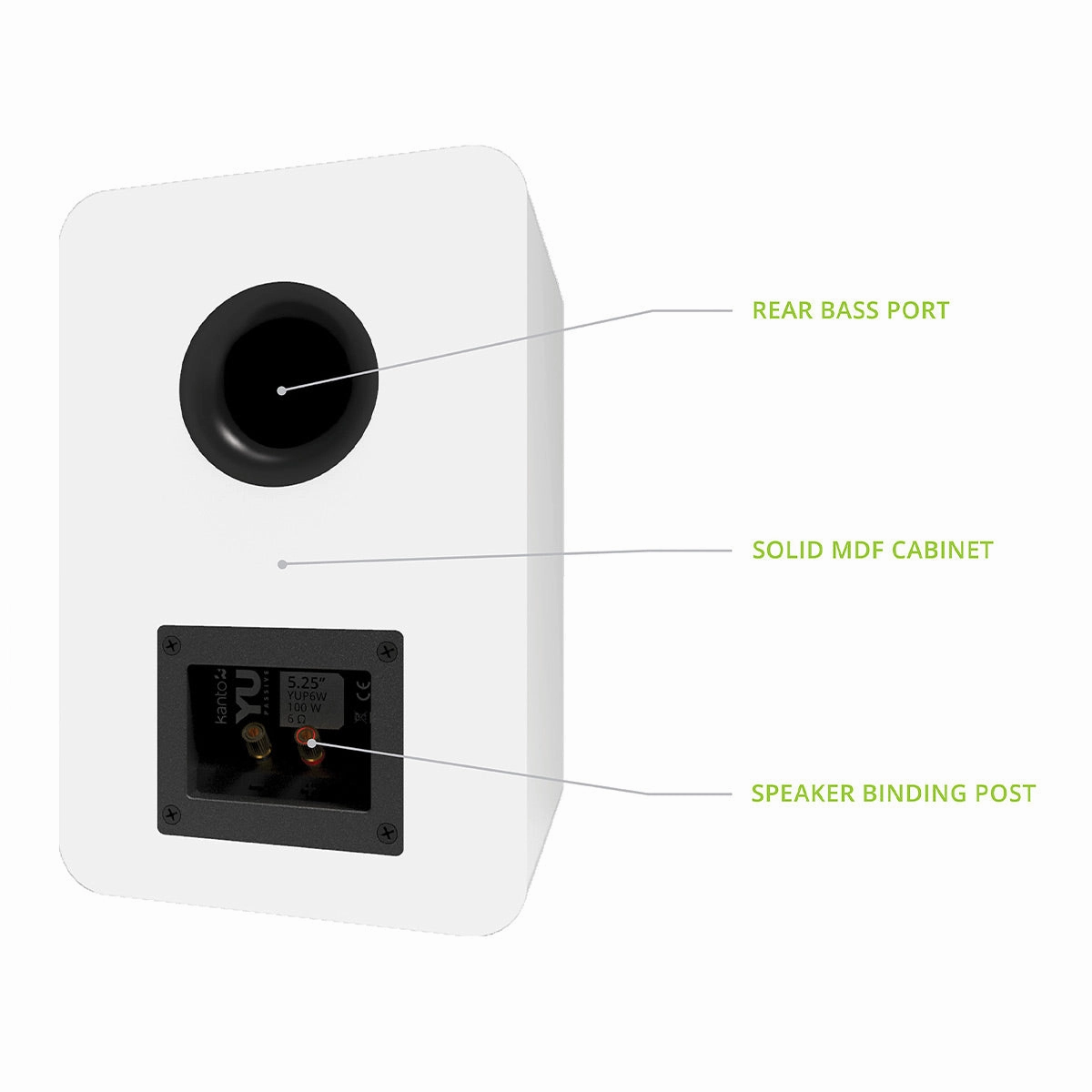 Kanto YUP6 Passive Bookshelf Speakers with 1" Silk Dome Tweeter and 5.25" Kevlar Woofer - Pair (White)