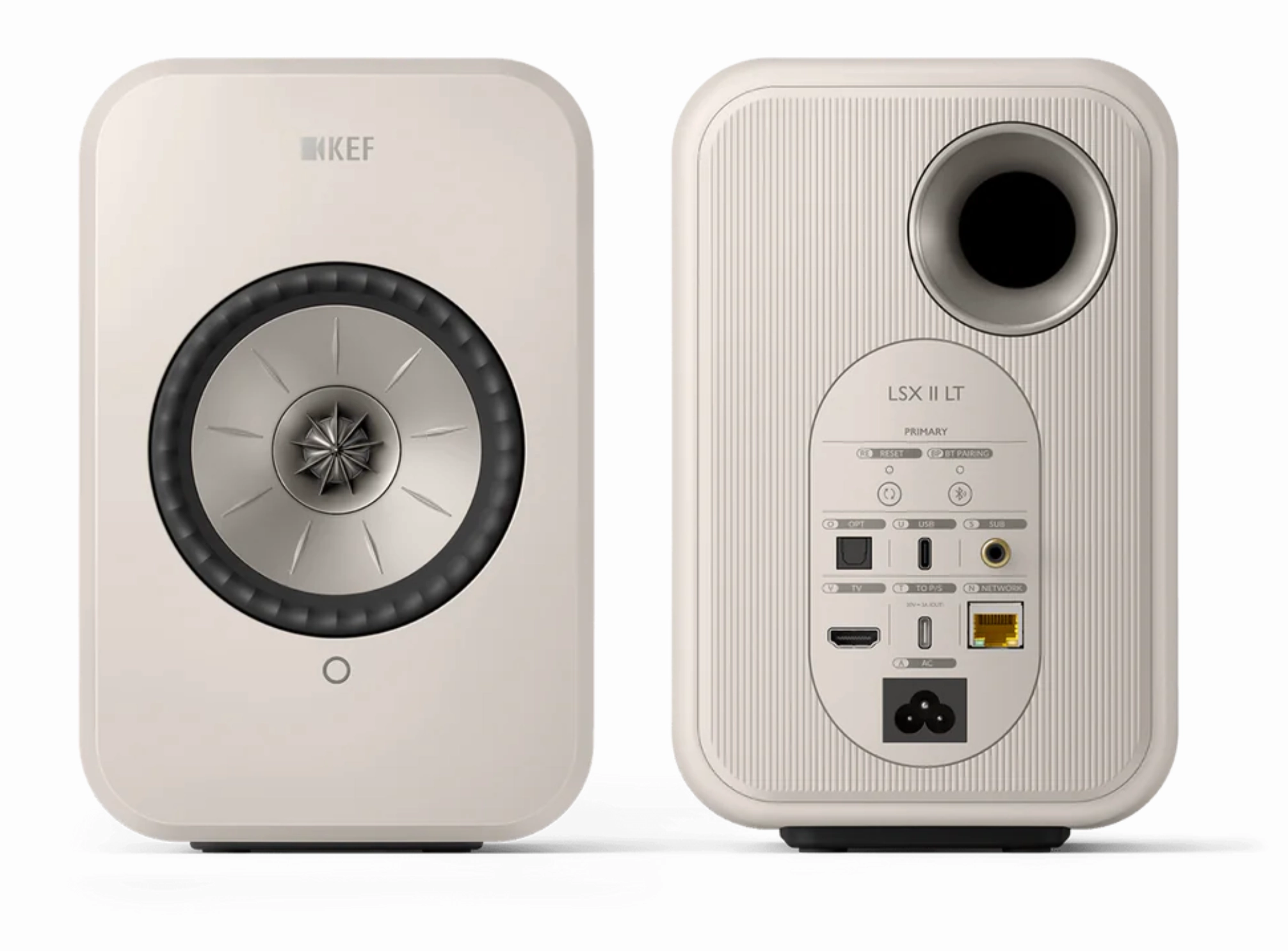 KEF LSX II LT Wireless Bookshelf Speakers (pair) in Stone White