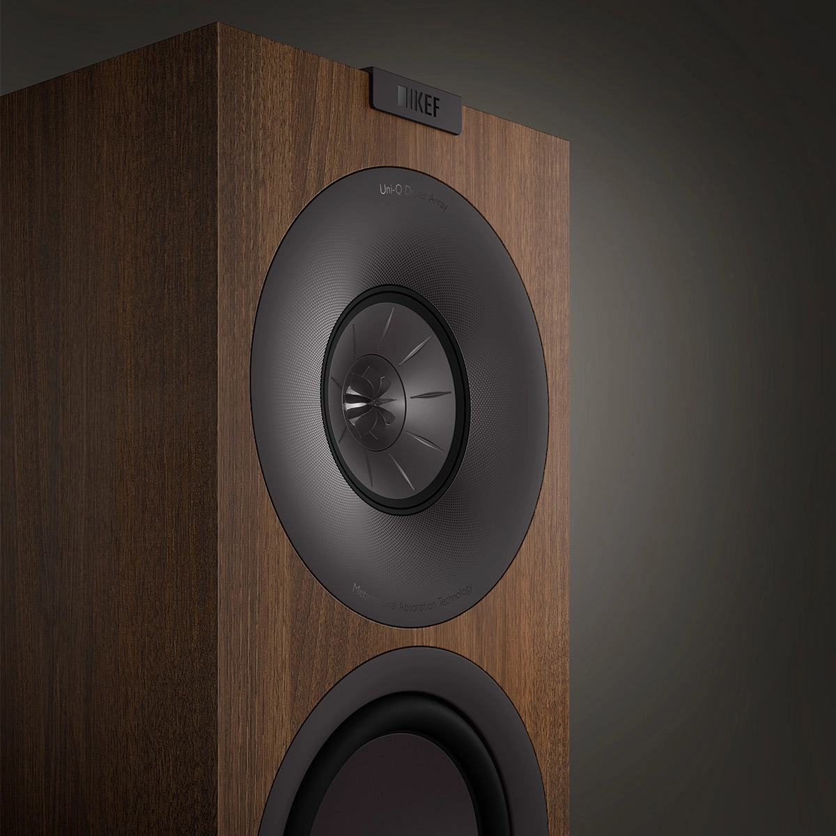 KEF Q Converto Meta 3-Way Bookshelf Speakers with Grille - Pair (Walnut)