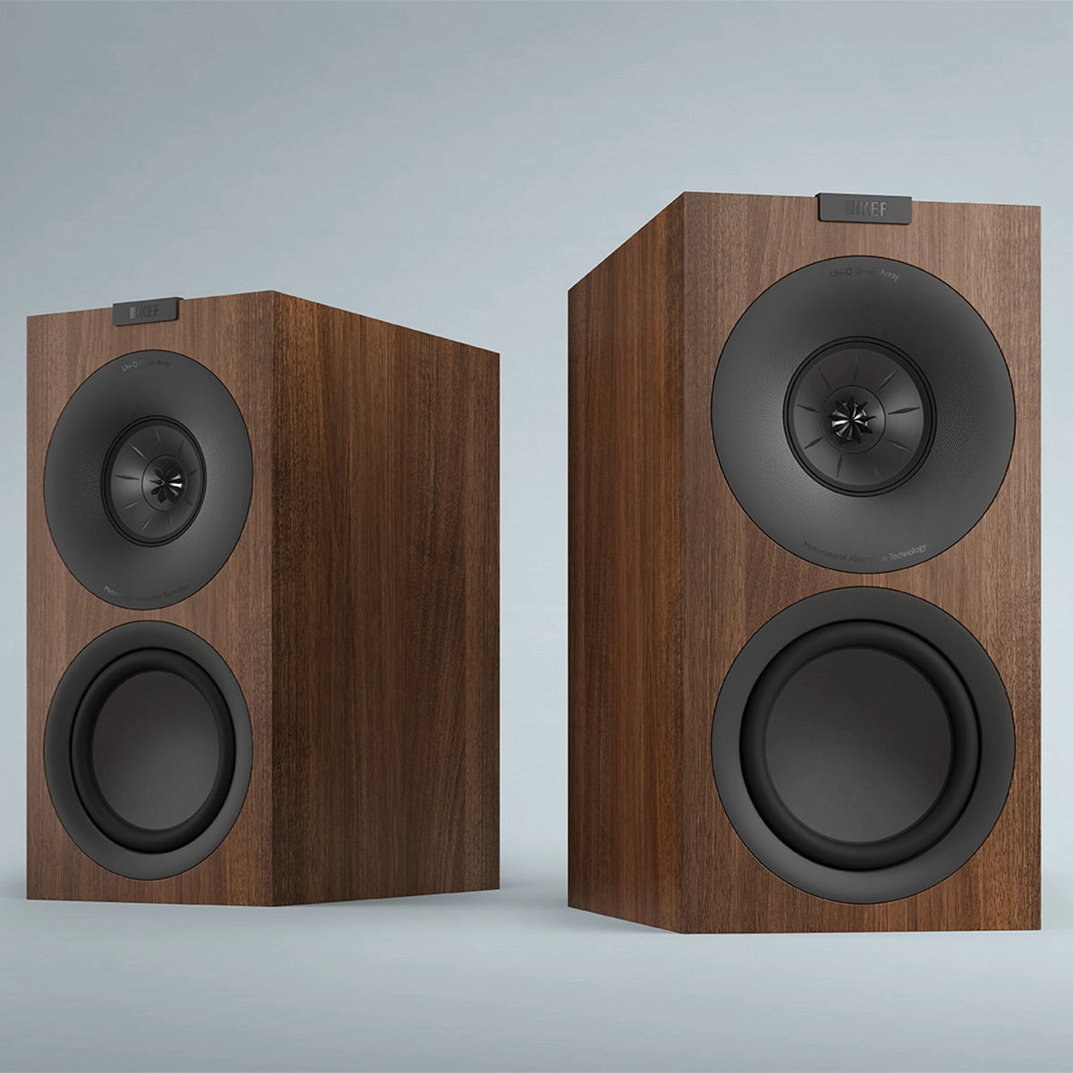 KEF Q Converto Meta 3-Way Bookshelf Speakers with Grille - Pair (Walnut)