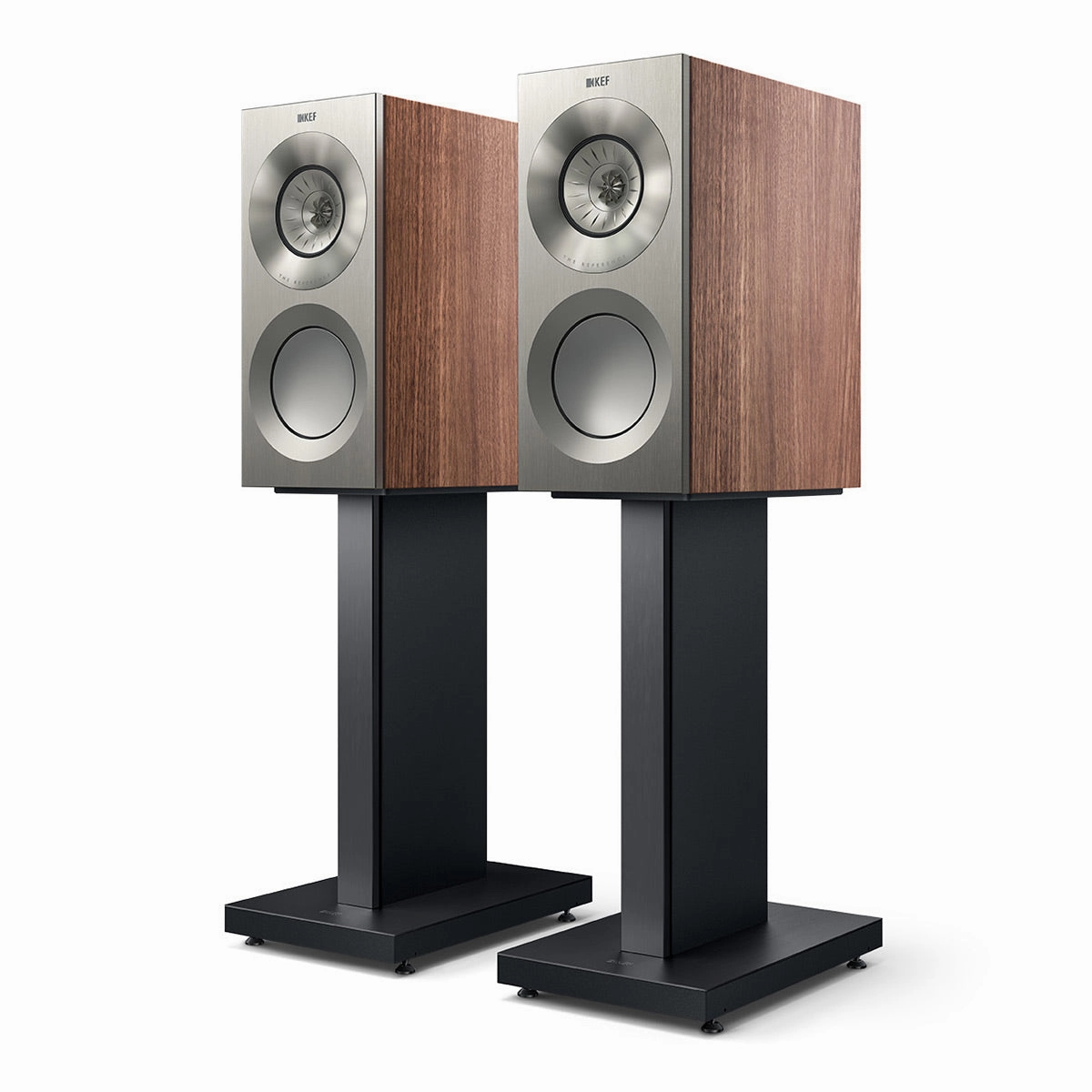 KEF Reference 1 Meta Bookshelf Speaker - Pair (Satin Walnut/Silver)