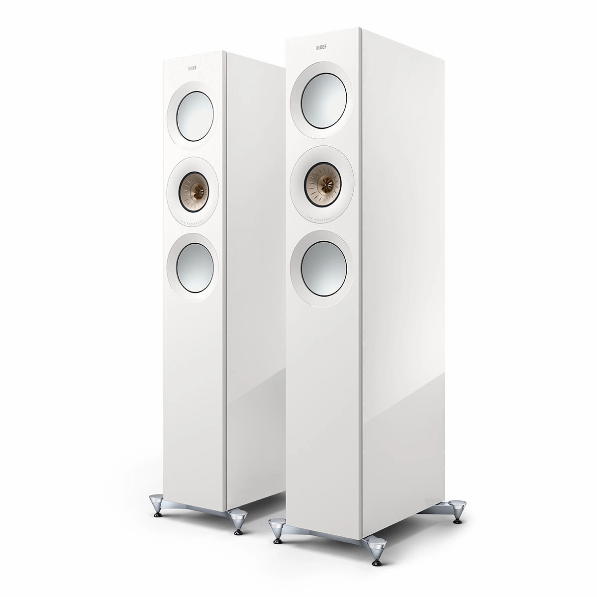 KEF Reference 3 Meta Floorstanding Speaker - Pair (High-Gloss White/Champagne)
