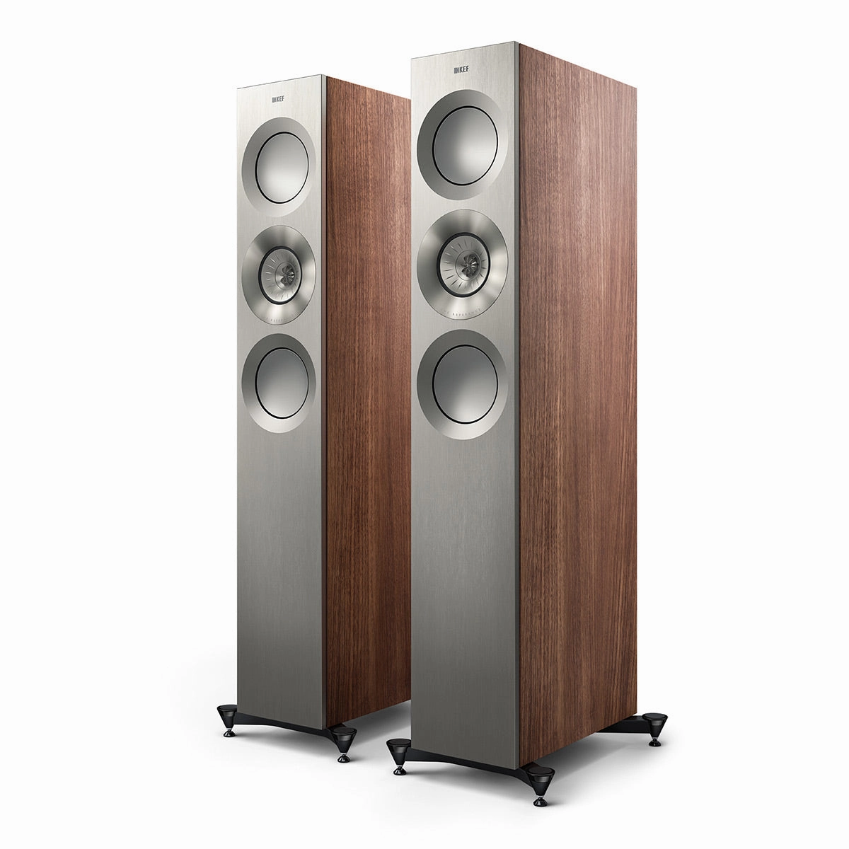 KEF Reference 3 Meta Floorstanding Speaker - Pair (Satin Walnut/Silver)