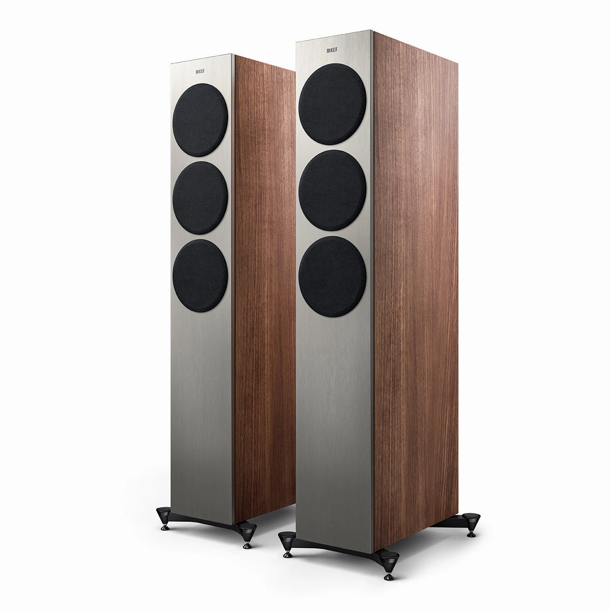 KEF Reference 3 Meta Floorstanding Speaker - Pair (Satin Walnut/Silver)