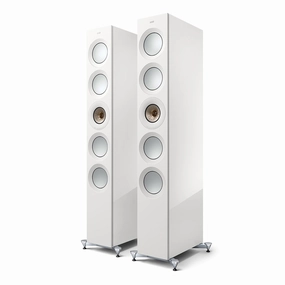 KEF Reference 5 Meta Floorstanding Speaker - Pair (High-Gloss White/Champagne)