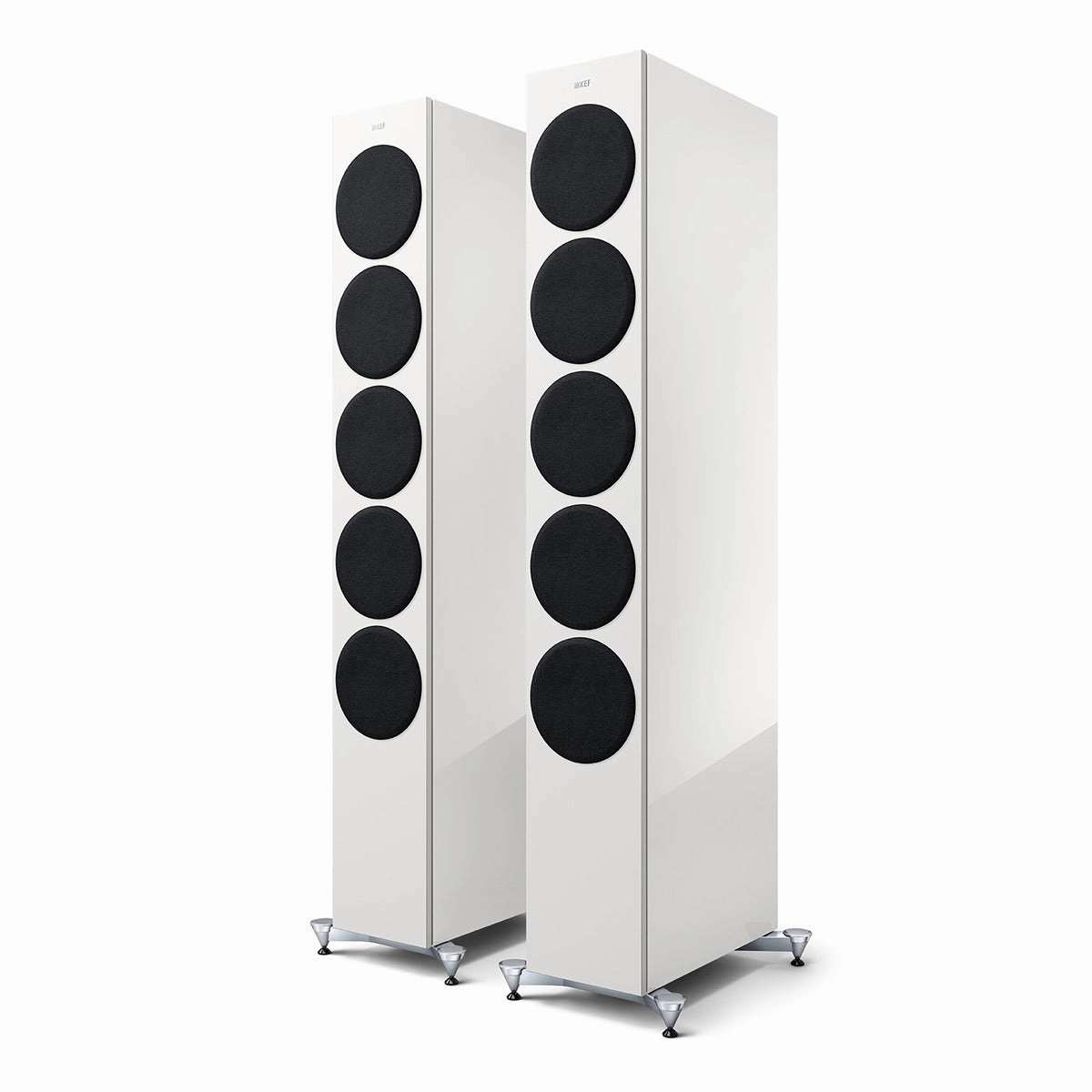 KEF Reference 5 Meta Floorstanding Speaker - Pair (High-Gloss White/Champagne)