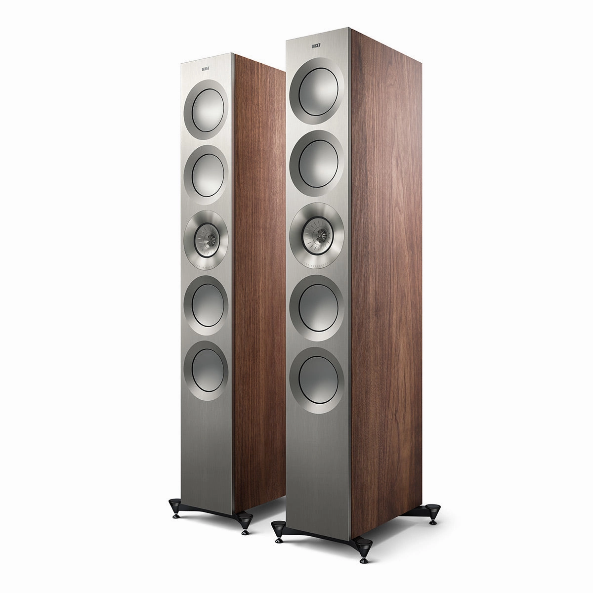 KEF Reference 5 Meta Floorstanding Speaker - Pair (Satin Walnut/Silver)