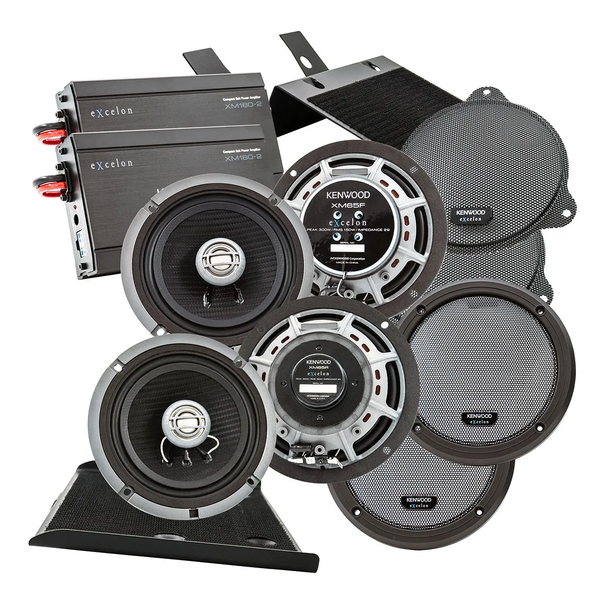 Kenwood Front and Rear Amplified Speaker Package for 2014-Up Select Harley Davidson Motorcycles