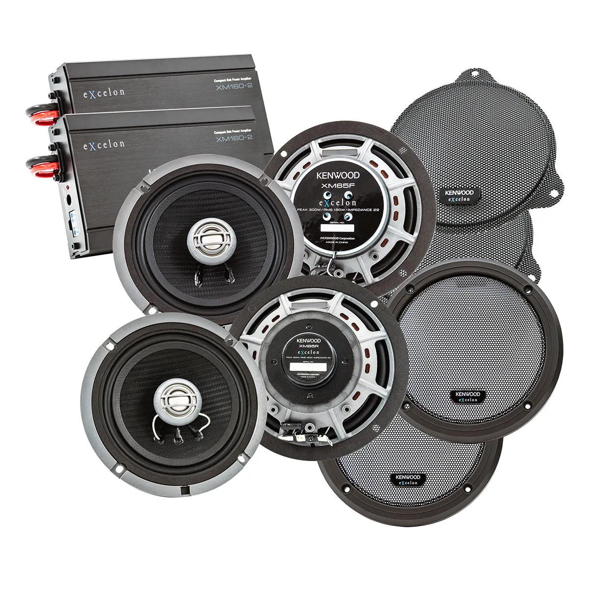 Kenwood Front and Rear Amplified Speaker Package for 2014-Up Select Harley Davidson Motorcycles