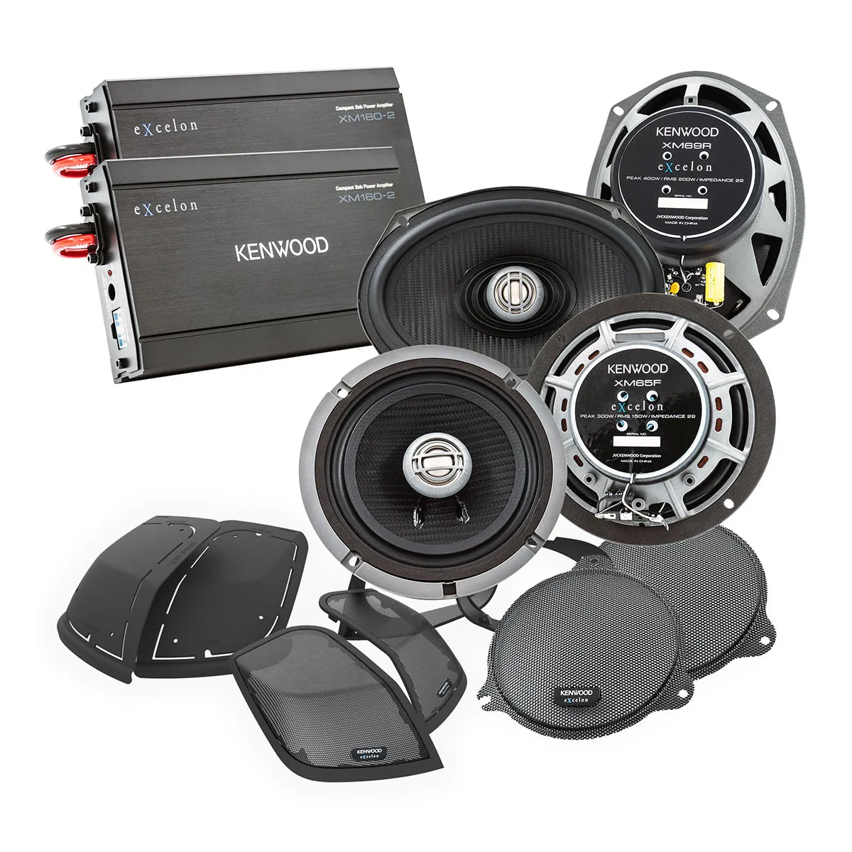 Kenwood P-HD3FR Front and Rear Amplified Speaker Package for 2014-Up Select HD Motorcycles
