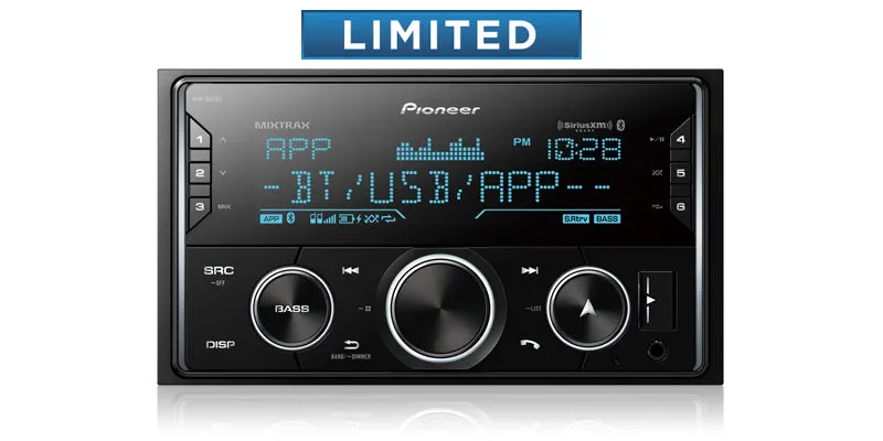 Pioneer MVH-S622BS Double DIN Digital Media Receiver with Enhanced Audio Functions, Pioneer Smart Sync App Compatibility, MIXTRAX, Built-in Bluetooth, and SiriusXM-Ready