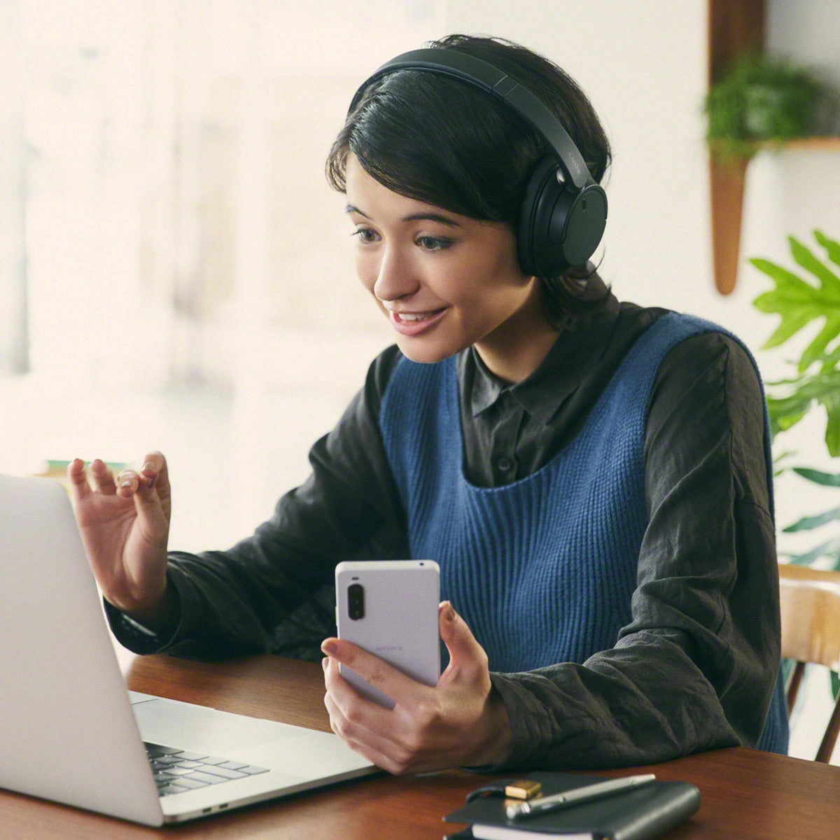 Sony WHCH720N/B Hybrid Wired & Wireless Bluetooth Noise Canceling Headphones
