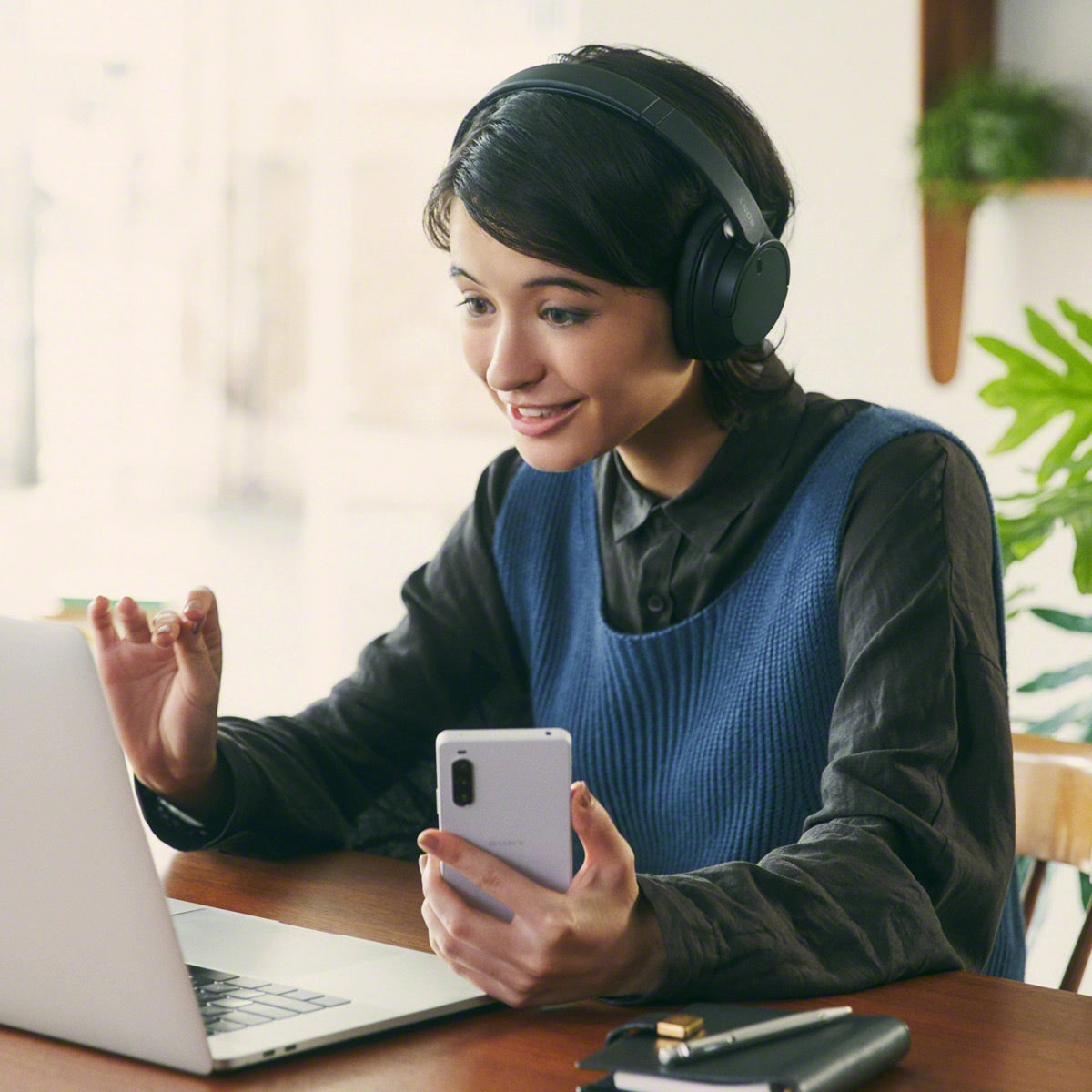 Sony WHCH720N/B Hybrid Wired & Wireless Bluetooth Noise Canceling Headphones