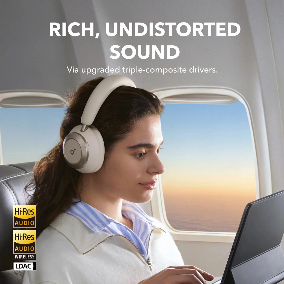 Soundcore Space One Pro Foldable Over-Ear Wireless Headphones (White)