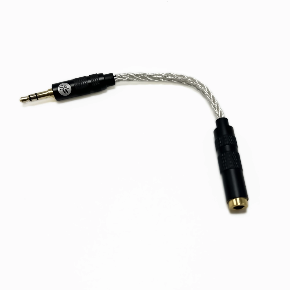Strauss & Wagner SW-4435A 4.4mm Female to 3.5mm Male 8-Core Silver Adapter