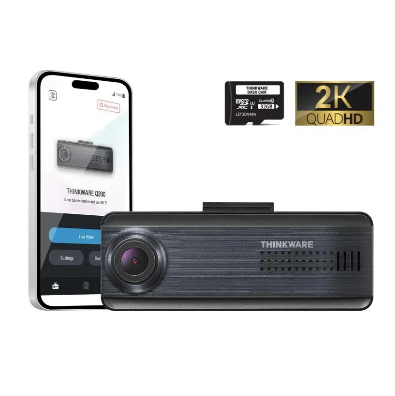 THINKWARE Q200 1-Channel 2K Dash Cam With 32GB Memory Card